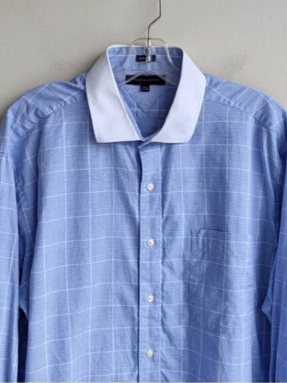 Tommy Hilfiger blue & white plaid dress shirt